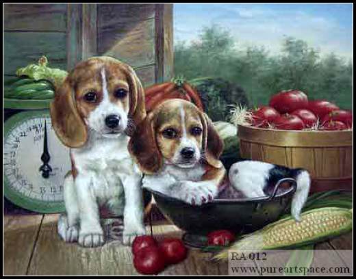 Dog and fruits