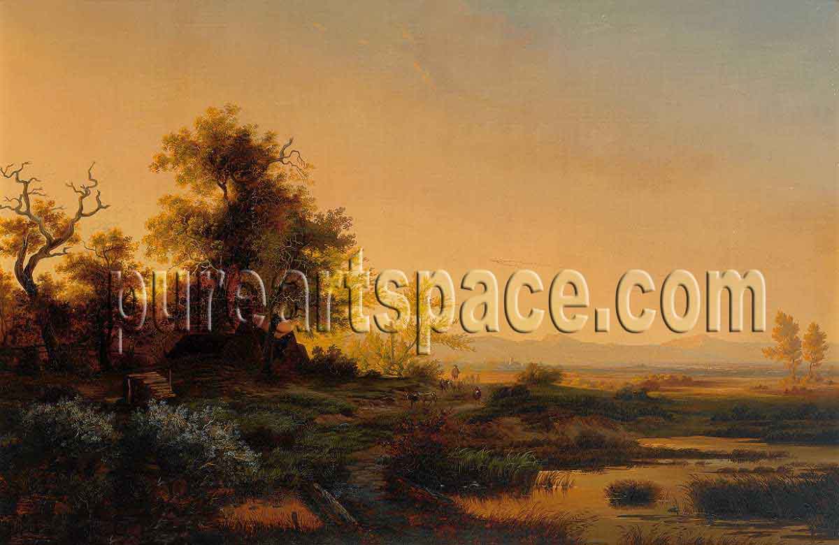 sunset landscape oil painting