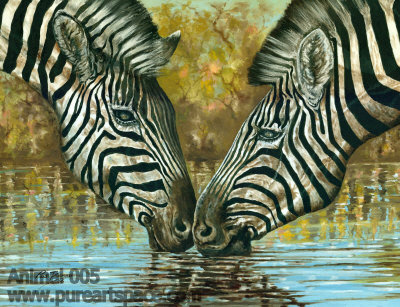 Zebra oil painting - kissing